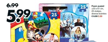 Aanbiedingen Foam puzzel - Disney  Frozen - Geldig van 10/08/2015 tot 22/08/2015 bij Wibra