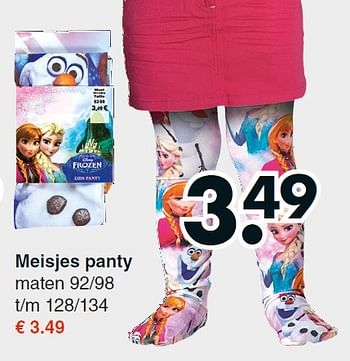Aanbiedingen Meisjes panty - Disney  Frozen - Geldig van 10/08/2015 tot 22/08/2015 bij Wibra