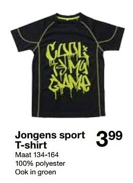 Aanbiedingen Jongens sport t-shirt - Huismerk - Zeeman  - Geldig van 15/08/2015 tot 29/08/2015 bij Zeeman