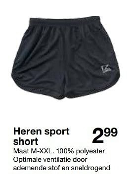 Aanbiedingen Heren sport short - Huismerk - Zeeman  - Geldig van 15/08/2015 tot 29/08/2015 bij Zeeman
