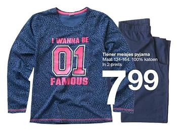 Aanbiedingen Tiener meisjes pyjama - Huismerk - Zeeman  - Geldig van 15/08/2015 tot 29/08/2015 bij Zeeman
