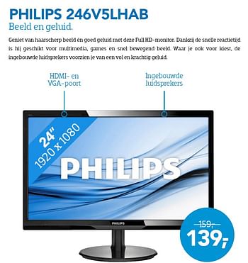 Aanbiedingen Philips 246v5lhab beeld en geluid - Philips - Geldig van 01/08/2015 tot 31/08/2015 bij Coolblue