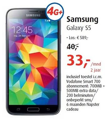 Aanbiedingen Samsung galaxy s5 - Samsung - Geldig van 03/08/2015 tot 06/09/2015 bij Belcompany