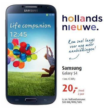 Aanbiedingen Samsung galaxy s4 - Samsung - Geldig van 03/08/2015 tot 06/09/2015 bij Belcompany