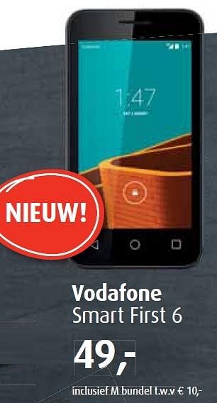 Aanbiedingen Vodafone smart first 6 - Vodafone - Geldig van 03/08/2015 tot 06/09/2015 bij Belcompany