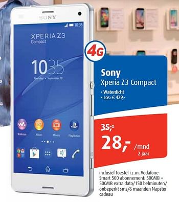 Aanbiedingen Sony xperia z3 compact - Sony - Geldig van 03/08/2015 tot 06/09/2015 bij Belcompany