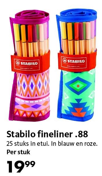 Aanbiedingen Stabilo fineliner .88 - Stabilo - Geldig van 03/08/2015 tot 06/09/2015 bij Bruna