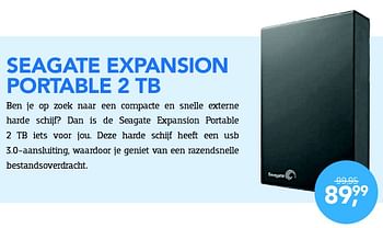 Aanbiedingen Seagate expansion portable 2 tb - Seagate - Geldig van 01/08/2015 tot 31/08/2015 bij Coolblue