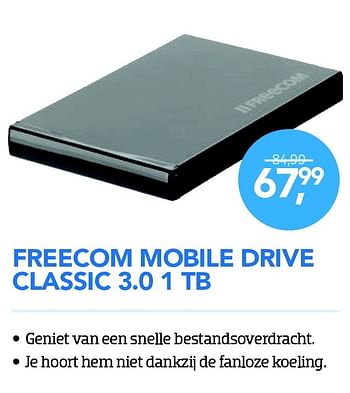 Aanbiedingen Freecom mobile drive classic 3.0 1 tb - Freecom - Geldig van 01/08/2015 tot 31/08/2015 bij Coolblue