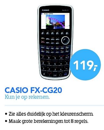 Aanbiedingen Casio fx-cg20 kun je op rekenen - Casio - Geldig van 01/08/2015 tot 31/08/2015 bij Coolblue