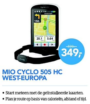 Aanbiedingen Mio cyclo 505 hc west-europa - Mio - Geldig van 01/08/2015 tot 31/08/2015 bij Coolblue