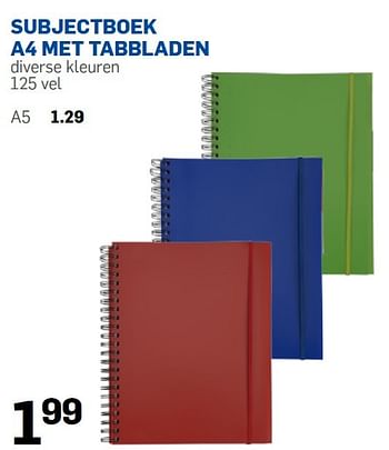 Aanbiedingen Subjectboek a4 met tabbladen - Huismerk - Action - Geldig van 05/08/2015 tot 06/09/2015 bij Action