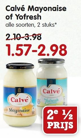 Aanbiedingen Calvé mayonaise of yofresh - Calve - Geldig van 16/08/2015 tot 22/08/2015 bij Em-té