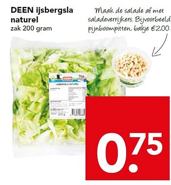 Aanbiedingen Deen ijsbergsla naturel - Huismerk deen supermarkt - Geldig van 16/08/2015 tot 22/08/2015 bij Deen Supermarkten