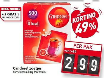 Aanbiedingen Canderel zoetjes - Canderel - Geldig van 16/08/2015 tot 22/08/2015 bij Deka Markt