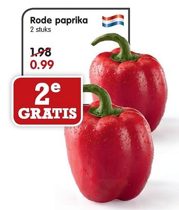 Aanbiedingen Rode paprika - Huismerk - Em-té - Geldig van 16/08/2015 tot 22/08/2015 bij Em-té