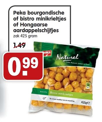 Aanbiedingen Peka bourgondische of bistro minikrieltjes of hongaarse aardappelschijfjes - Peka - Geldig van 16/08/2015 tot 22/08/2015 bij Em-té