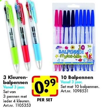 Aanbiedingen 3 kleurenbalpennen - Huismerk - Bart Smit - Geldig van 08/08/2015 tot 23/08/2015 bij Bart Smit