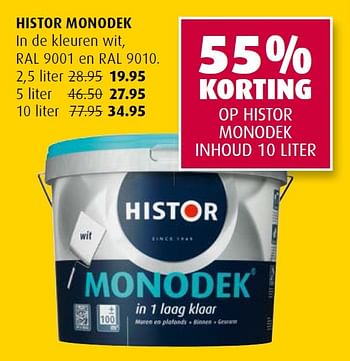 Aanbiedingen Histor monodek - Histor - Geldig van 10/08/2015 tot 23/08/2015 bij Hubo