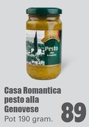 Aanbiedingen Casa romantica pesto alla genovese - Casa Romantica - Geldig van 16/08/2015 tot 22/08/2015 bij Lekker Doen
