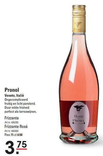 Aanbiedingen Pronol veneto, italië - Rosé wijnen - Geldig van 06/08/2015 tot 24/08/2015 bij Sligro