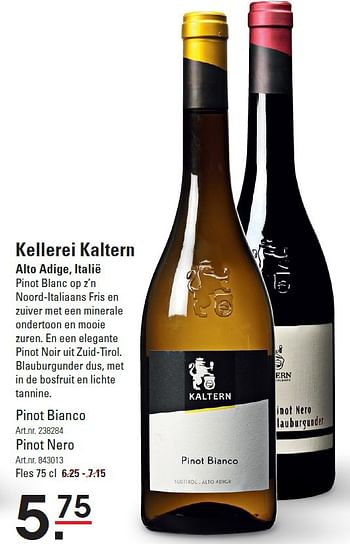 Aanbiedingen Kellerei kaltern alto adige, italië - Rode wijnen - Geldig van 06/08/2015 tot 24/08/2015 bij Sligro