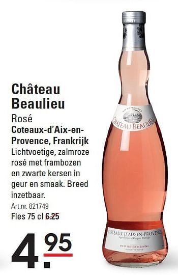 Aanbiedingen Château beaulieu rosé - Rosé wijnen - Geldig van 06/08/2015 tot 24/08/2015 bij Sligro