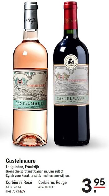 Aanbiedingen Castelmaure - Rode wijnen - Geldig van 06/08/2015 tot 24/08/2015 bij Sligro