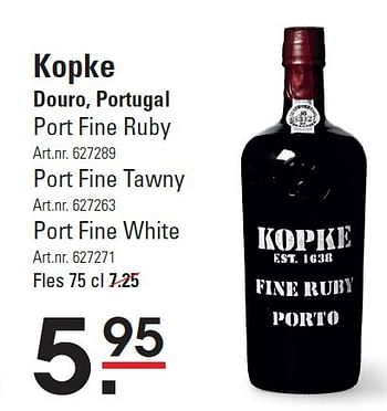 Aanbiedingen Kopke douro, portugal port fine ruby - Kopke - Geldig van 06/08/2015 tot 24/08/2015 bij Sligro