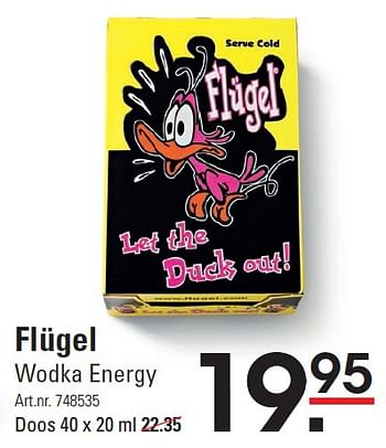 Aanbiedingen Flügel wodka energy - Flügel - Geldig van 06/08/2015 tot 24/08/2015 bij Sligro