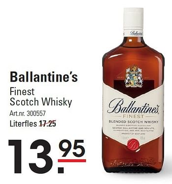 Aanbiedingen Ballantine`s finest scotch whisky - Ballantine's - Geldig van 06/08/2015 tot 24/08/2015 bij Sligro