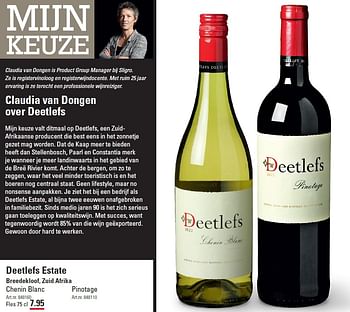 Aanbiedingen Deetlefs estate breedekloof, zuid afrika - Rode wijnen - Geldig van 06/08/2015 tot 24/08/2015 bij Sligro