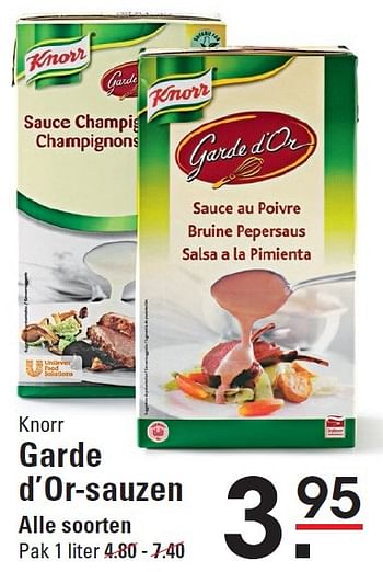 Aanbiedingen Knorr garde d`or-sauzen - Knorr - Geldig van 06/08/2015 tot 24/08/2015 bij Sligro