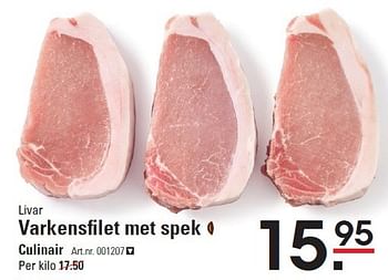 Aanbiedingen Livar varkensfilet met spek - Huismerk - Sligro - Geldig van 06/08/2015 tot 24/08/2015 bij Sligro