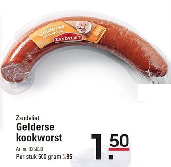 Aanbiedingen Zandvliet gelderse kookworst - Zandvliet - Geldig van 06/08/2015 tot 24/08/2015 bij Sligro