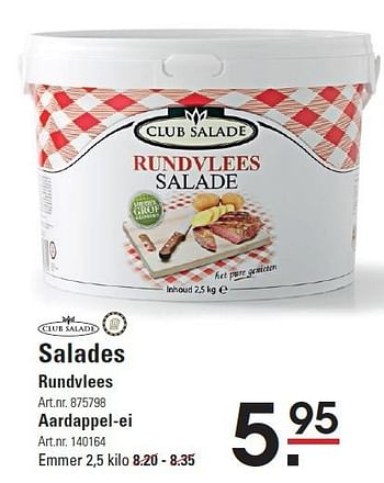 Aanbiedingen Salades rundvlees - Club Salade - Geldig van 06/08/2015 tot 24/08/2015 bij Sligro