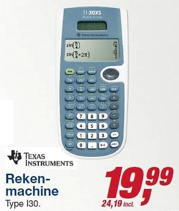 Aanbiedingen Rekenmachine i30 - Texas Instruments - Geldig van 12/08/2015 tot 25/08/2015 bij Makro