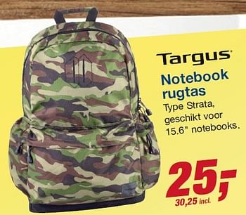 Aanbiedingen Notebook rugtas strata - Targus - Geldig van 12/08/2015 tot 25/08/2015 bij Makro