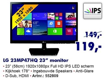 Aanbiedingen Lg 23mp47hq 23 monitor - LG - Geldig van 10/08/2015 tot 31/08/2015 bij Informatique