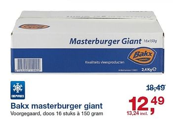 Aanbiedingen Bakx masterburger giant - Bakx - Geldig van 12/08/2015 tot 25/08/2015 bij Makro