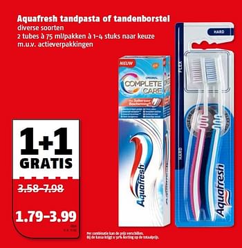 Aanbiedingen Aquafresh tandpasta of tandenborstel - Aquafresh - Geldig van 17/08/2015 tot 23/08/2015 bij Poiesz
