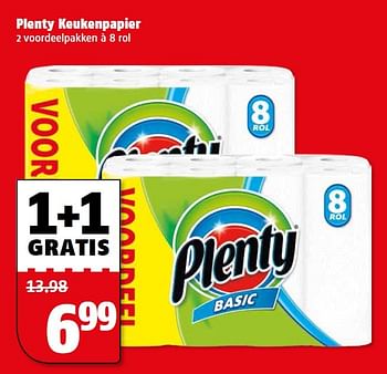 Aanbiedingen Plenty keukenpapier - Plenty - Geldig van 17/08/2015 tot 23/08/2015 bij Poiesz