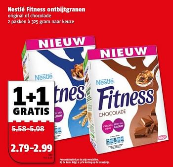 Aanbiedingen Nestlé fitness ontbijtgranen original of chocolade - Nestlé - Geldig van 17/08/2015 tot 23/08/2015 bij Poiesz