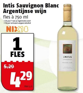 Aanbiedingen Intis sauvignon blanc argentijnse wijn - Witte wijnen - Geldig van 17/08/2015 tot 23/08/2015 bij Poiesz