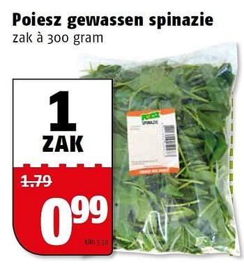 Aanbiedingen Poiesz gewassen spinazie - Huismerk Poiesz - Geldig van 17/08/2015 tot 23/08/2015 bij Poiesz