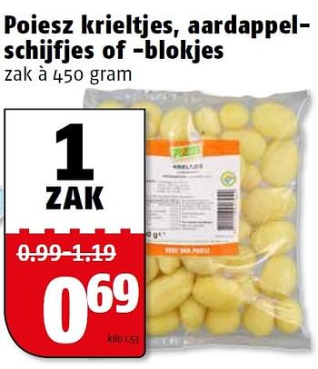 Aanbiedingen Poiesz krieltjes, aardappelschijfjes of blokjes - Huismerk Poiesz - Geldig van 17/08/2015 tot 23/08/2015 bij Poiesz