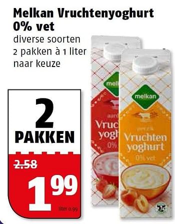Aanbiedingen Melkan vruchtenyoghurt o% vet - Melkan - Geldig van 17/08/2015 tot 23/08/2015 bij Poiesz