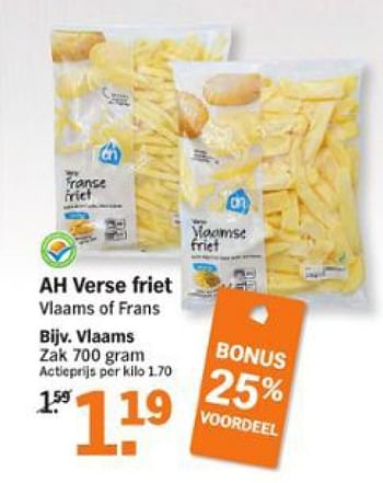 Aanbiedingen Verse friet vlaams - Huismerk - Albert Heijn - Geldig van 17/08/2015 tot 23/08/2015 bij Albert Heijn