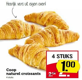 Aanbiedingen Coop naturel croissants - Huismerk - Coop - Geldig van 17/08/2015 tot 23/08/2015 bij Coop