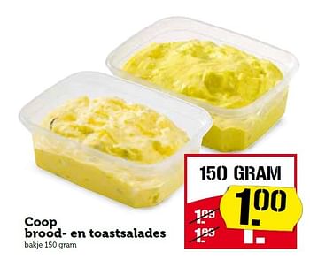 Aanbiedingen Coop brood en toastsalades - Huismerk - Coop - Geldig van 17/08/2015 tot 23/08/2015 bij Coop